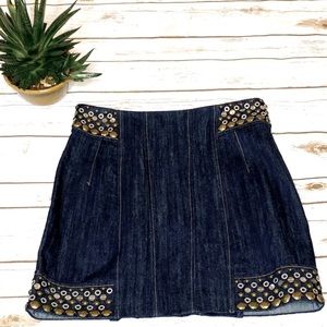 Size 6 Nanette Lepore studded denim mini skirt